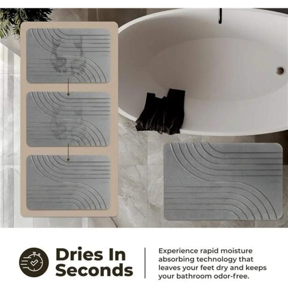 Diatomaceous Earth Stone Bath Mat Non Slip Quick Dry Absorbent Shower Mat
